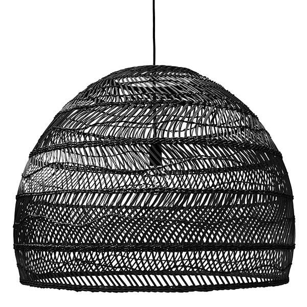 Large black hand woven pendant basket light