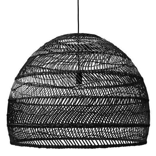 Large black hand woven pendant basket light