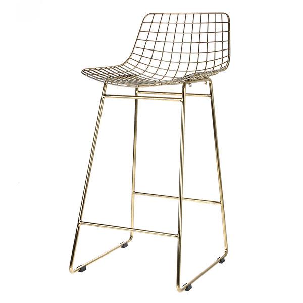 HK living brass metal wire bar stool