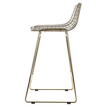 Side look of the metal brass wire bar stool by HK living