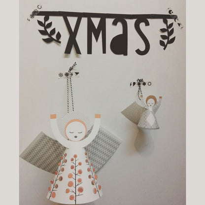 paper angels to use as Nordic style Christmas decoration