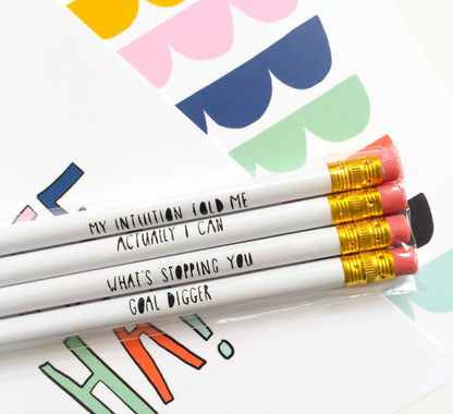 Set of 4 pencils with motivational quotes
