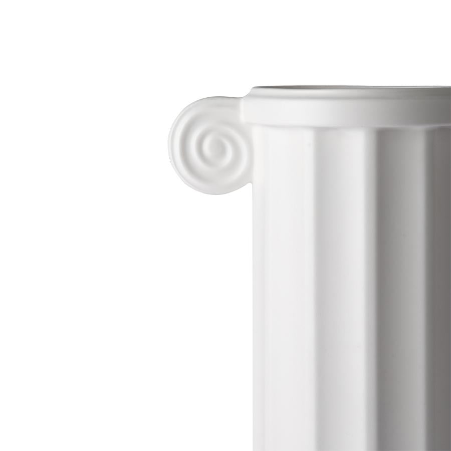 white ceramic vase in a greek column design by HK living usa
