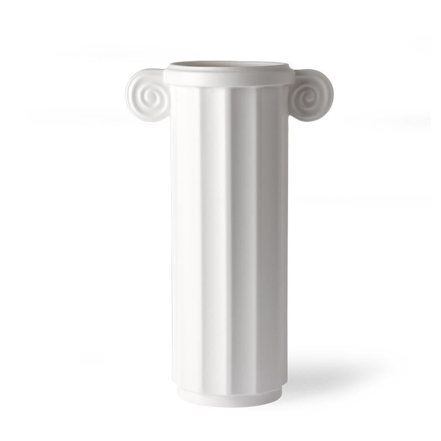 HK living USA white ceramic vase in a greek column design