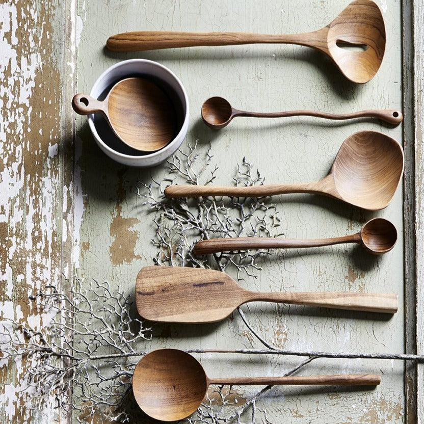 set of wooden spoons in organic shapes