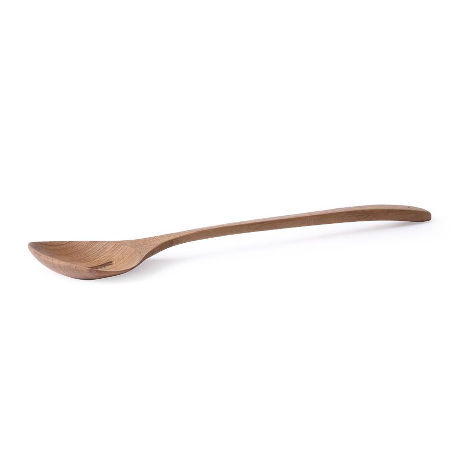 wooden ladle mwith hole made of teak wood