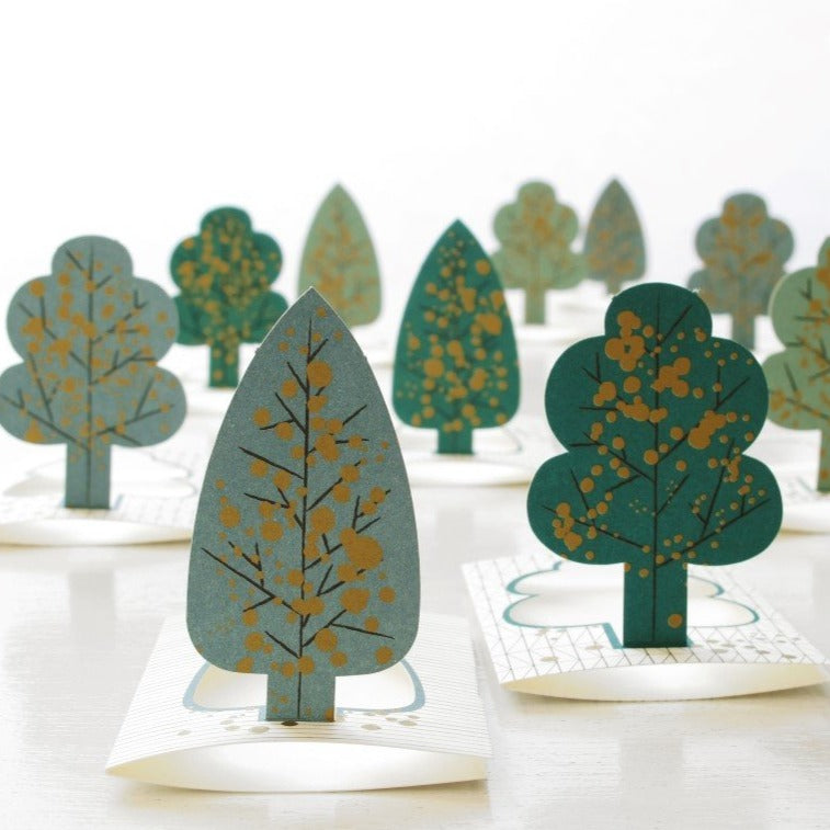 paper pop up cards in the shape of trees