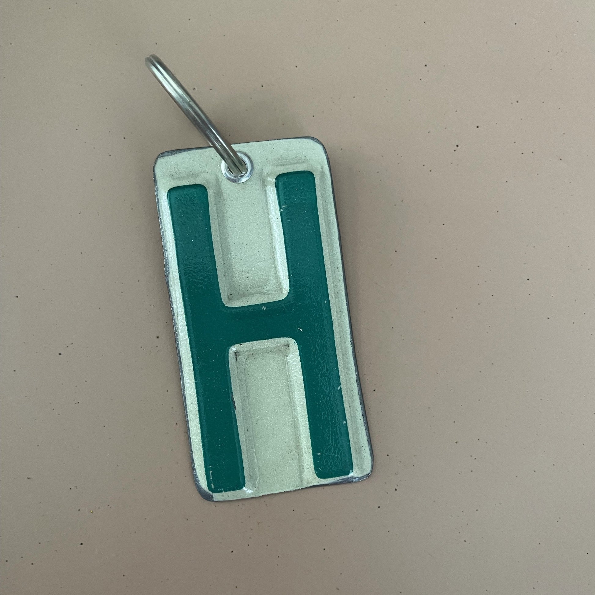 key chain from license plate letter H