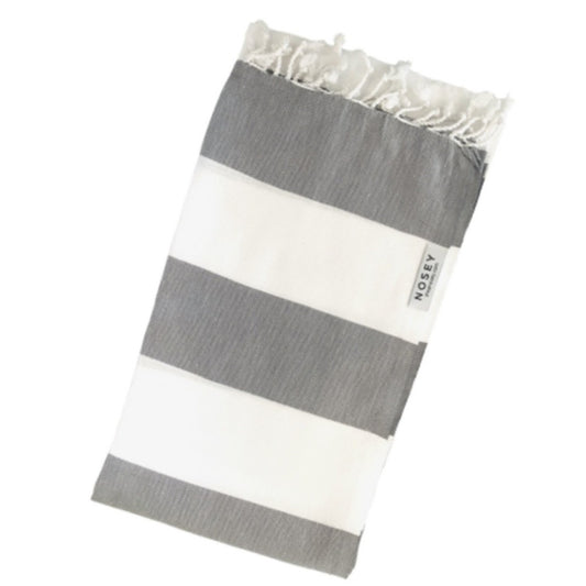 grey and white stripe cotton towel