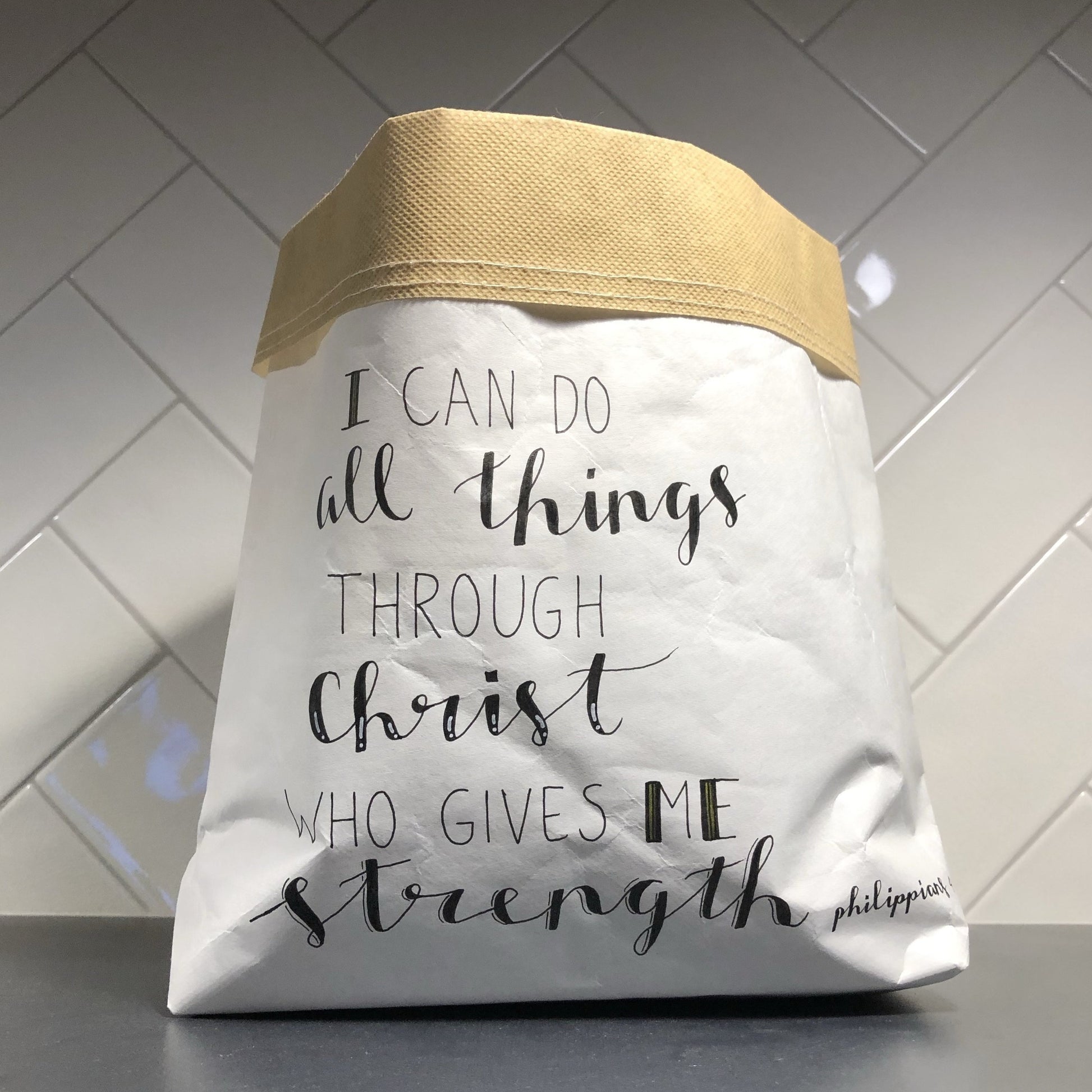 paper show bag with bible text