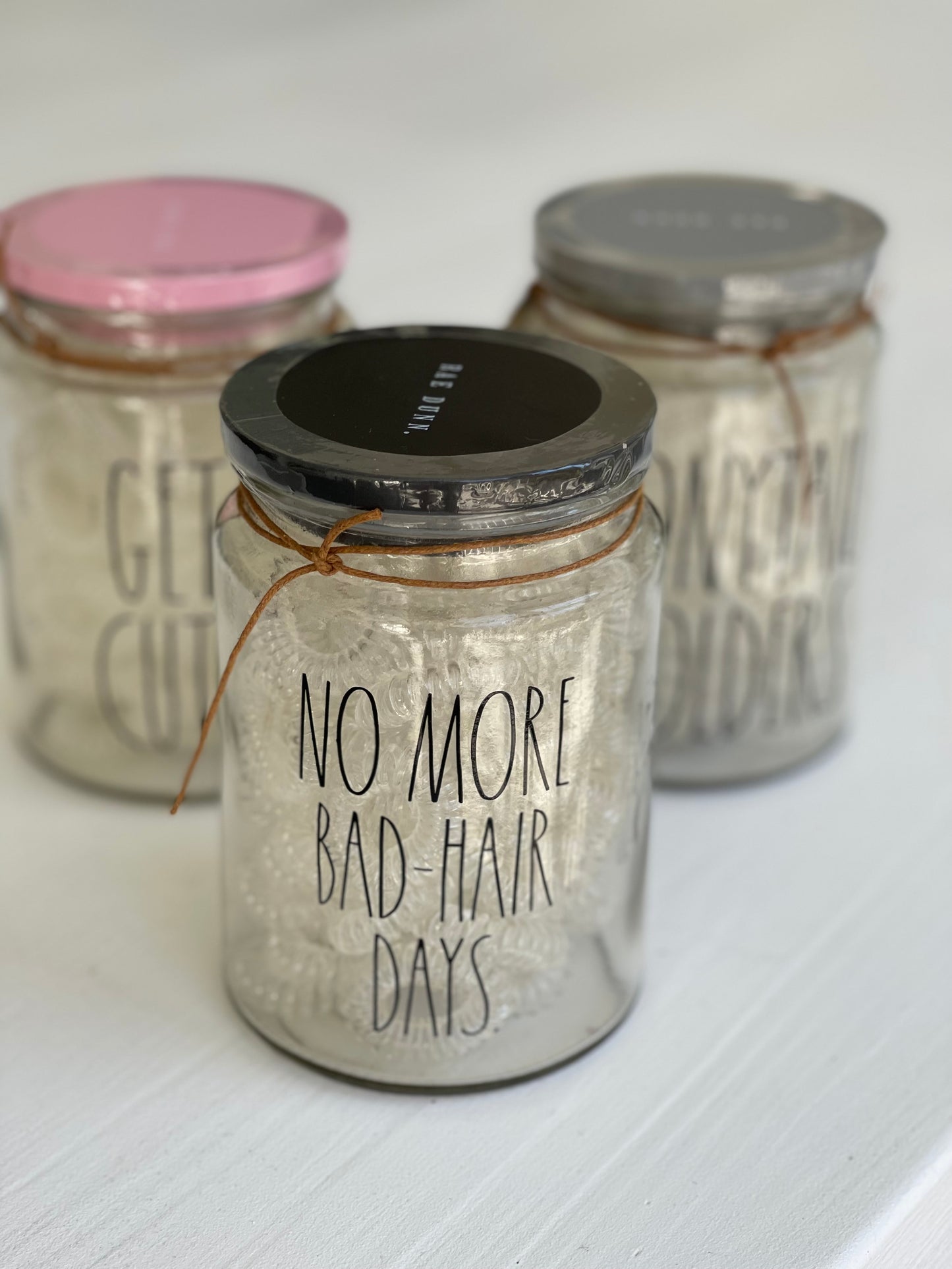 rae dunn glass jar no more bad hair days