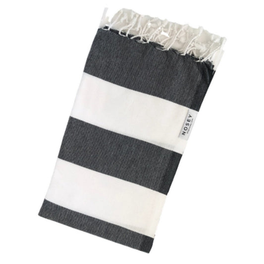 cotton nosey towel in black and white stripes