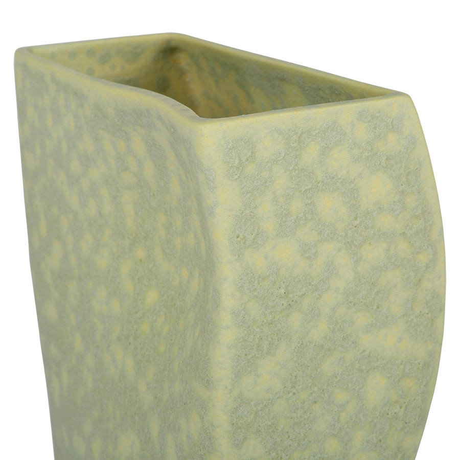 pistachio green with yellow speckles block vase