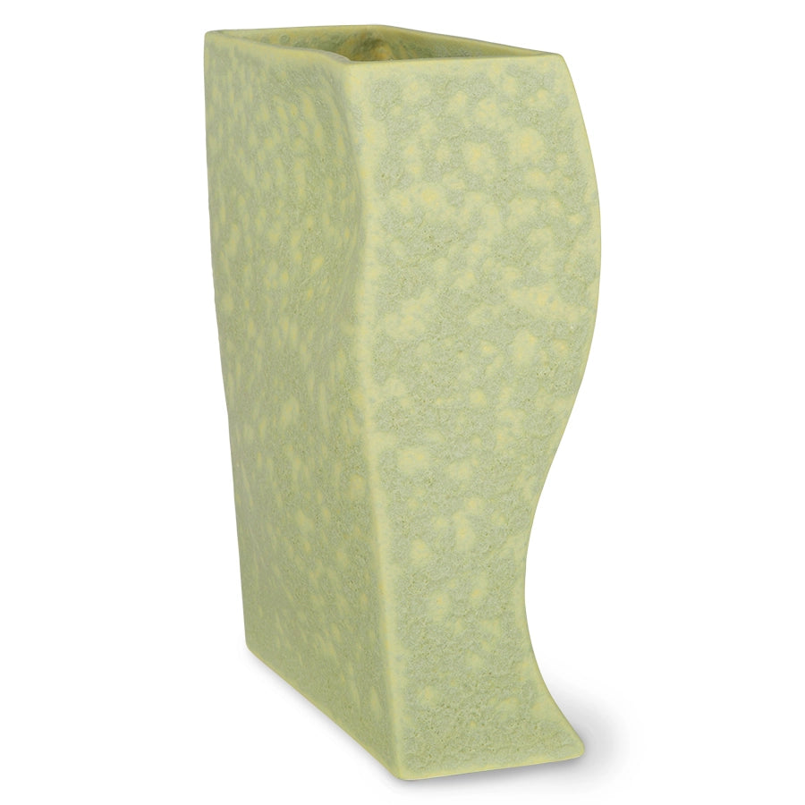 pistachio green with yellow speckles block vase