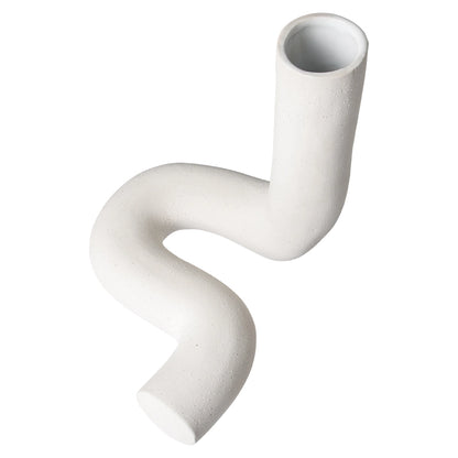 white twisted shape stoneware vase object