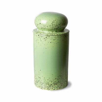kiwi green stoneware storage jar with lid