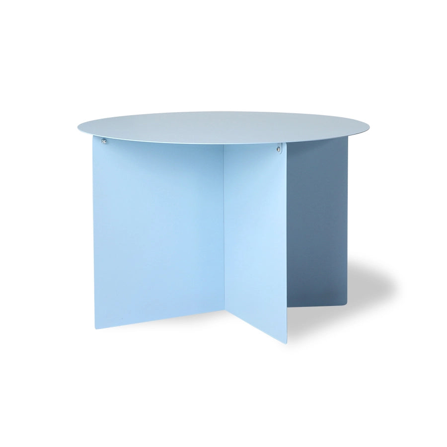 baby blue round metal accent table