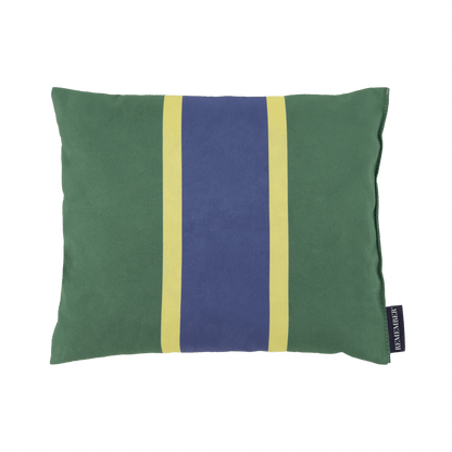 green blue and yellow accent pillow filled with herbs