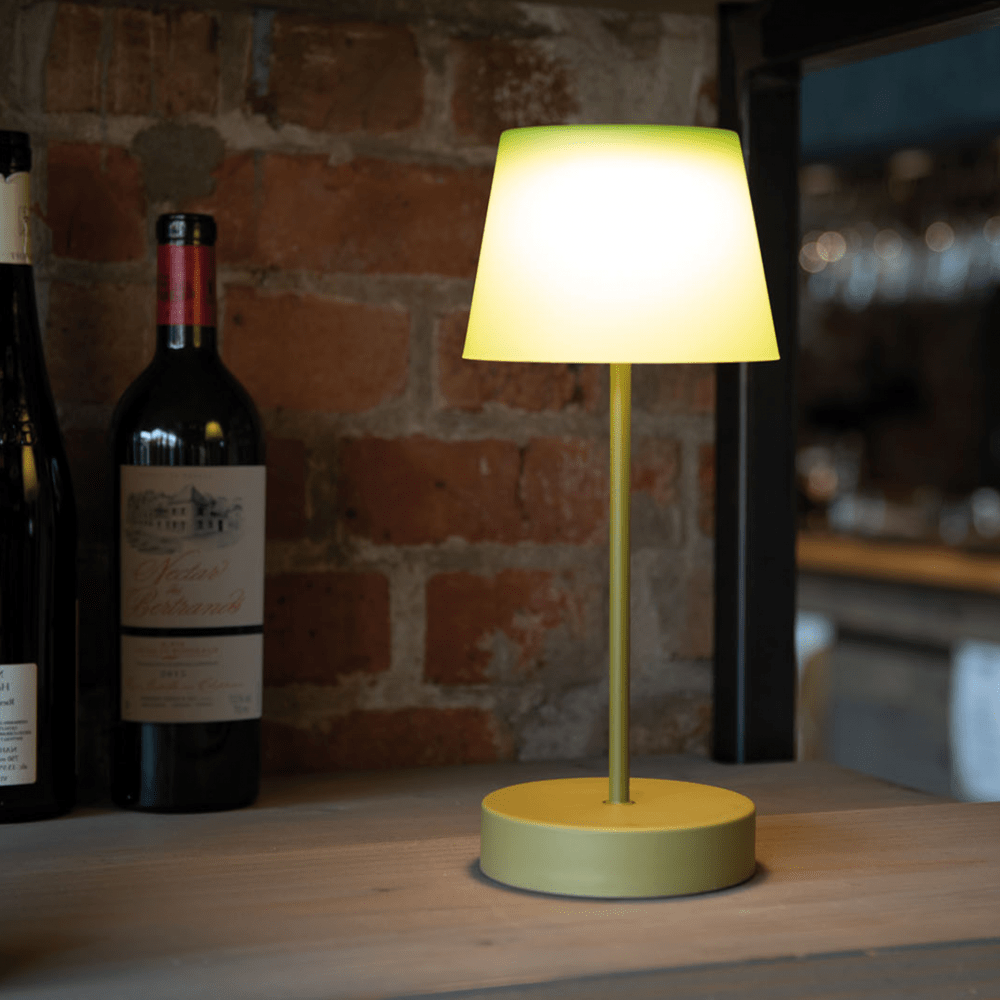 green table lamp for indoor and outdoor use