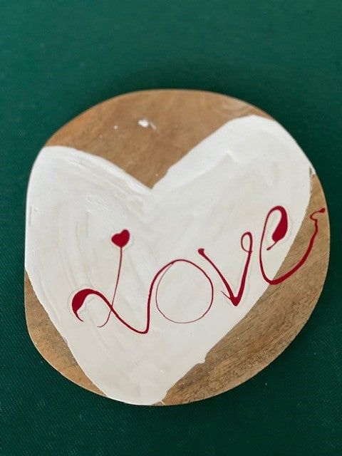 white textured hart with red love signage 