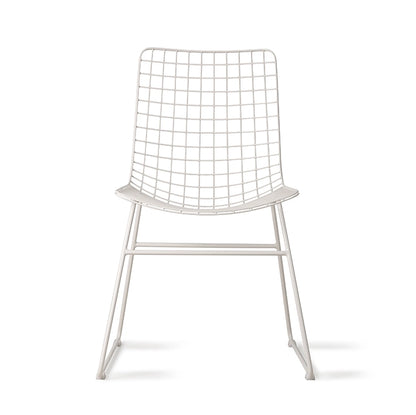 White metal wired modern dining chair