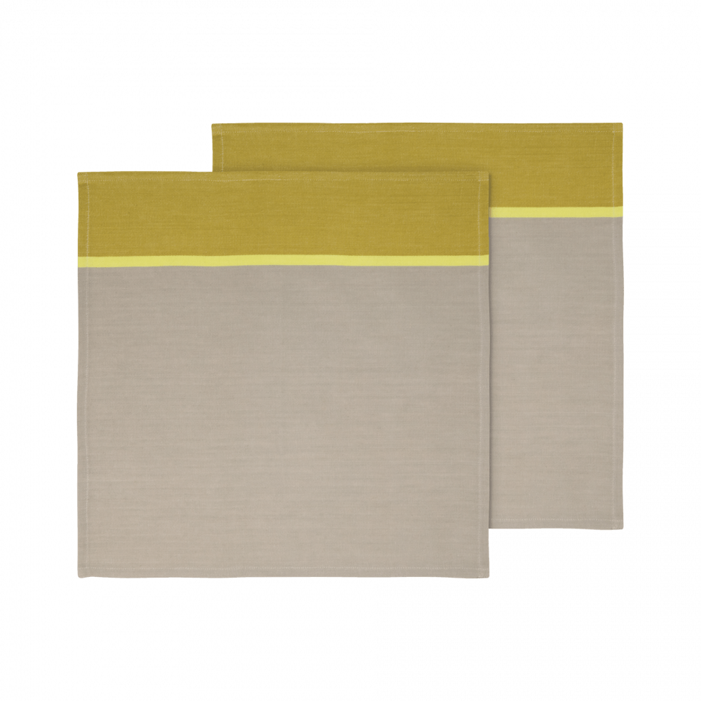 cotton napkins yellow lime beige