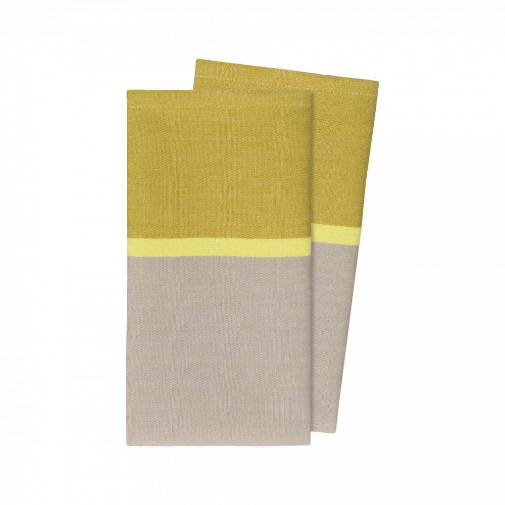 cotton napkins yellow lime beige