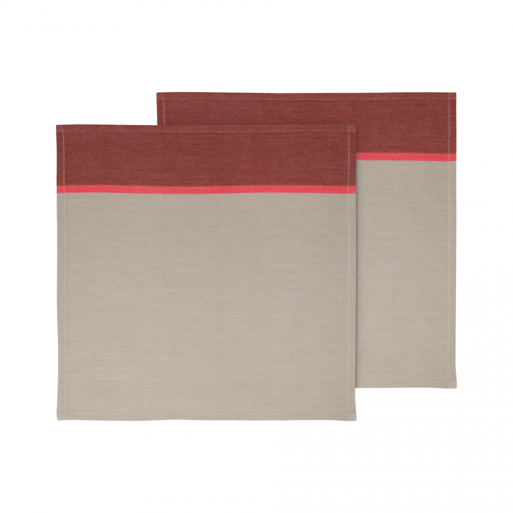 cotton napkins red and beige