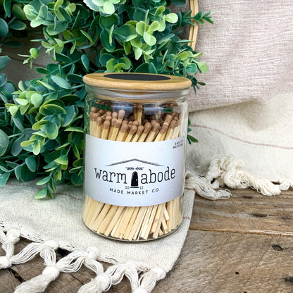 safety matches with camel top in glass jar with lid