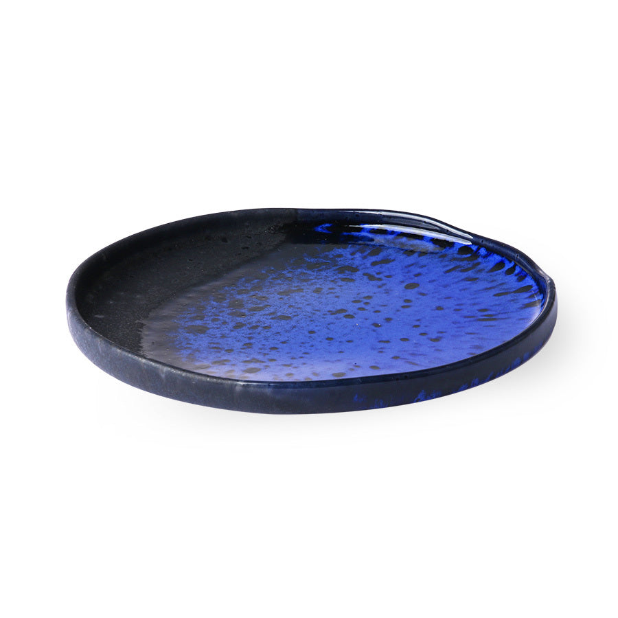 cobalt blue and black dessert plate