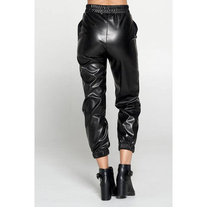 Faux leather pants with pockets