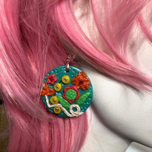 textured round wearable art earrings