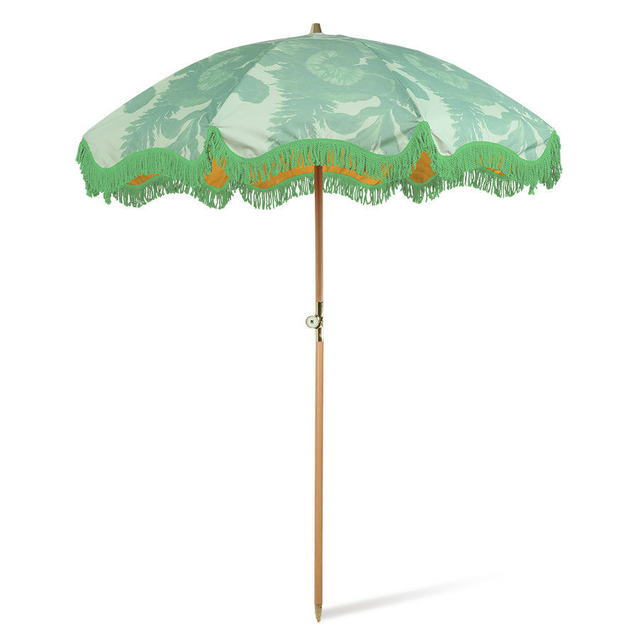 abric green fringes retro style beach parasol