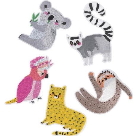 Animals iron on embroidered patch | set of 5