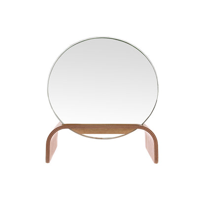 Danish Design round mirror on willow wood stand