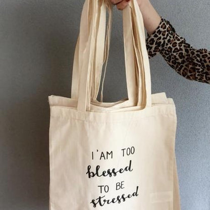 natural linen bag with hand lettering 