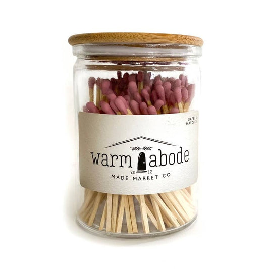 dusty rose, pink matches in stylish jar with lid