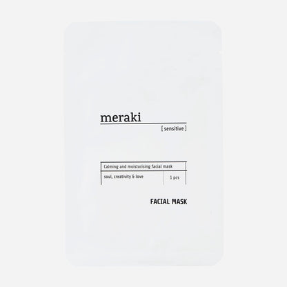 white packaging with facial mask designed and made by Meraki