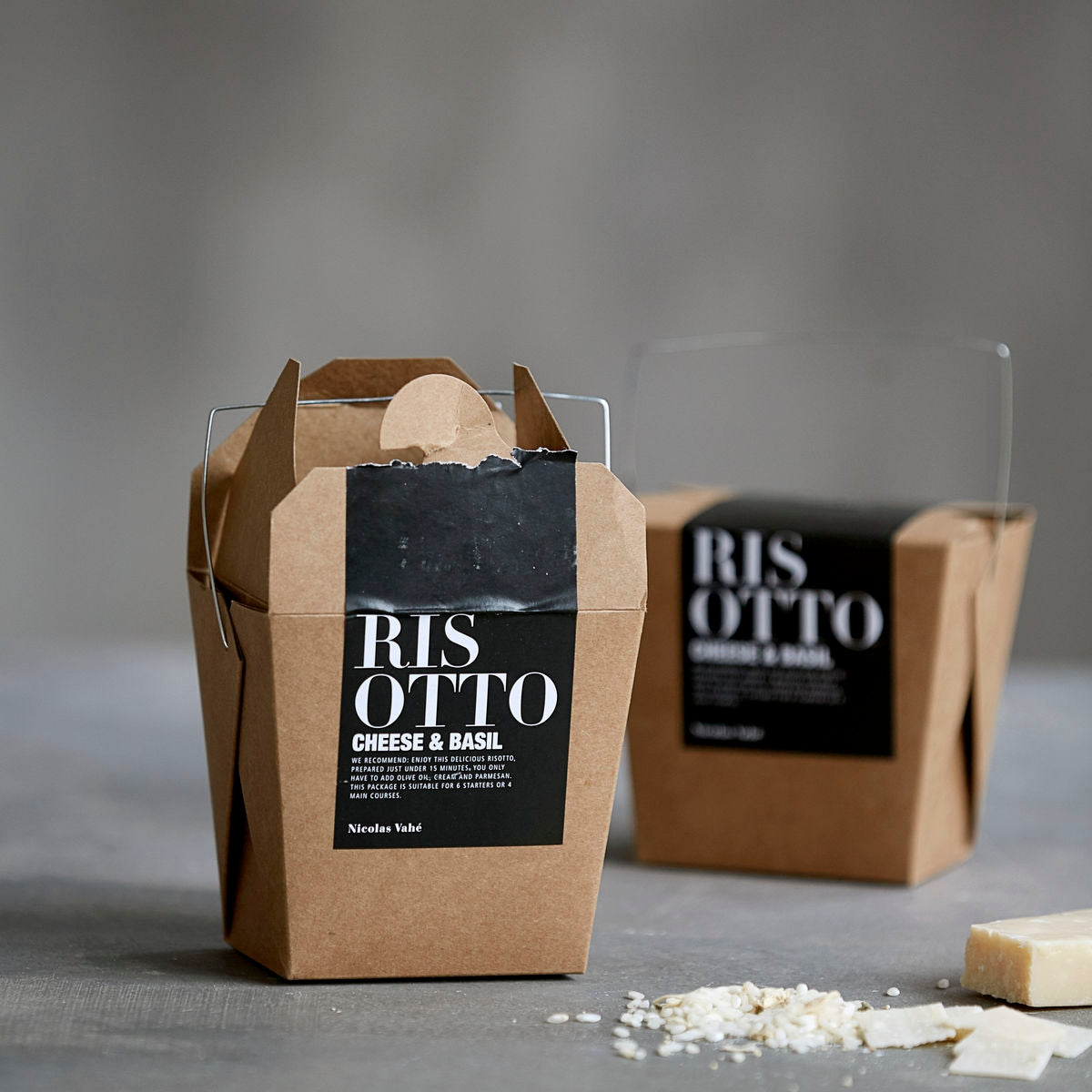Italian risotto in stylish designed paper container