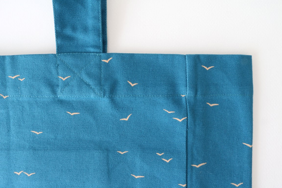 detail of jurianne matter eco friendly blue cotton tote
