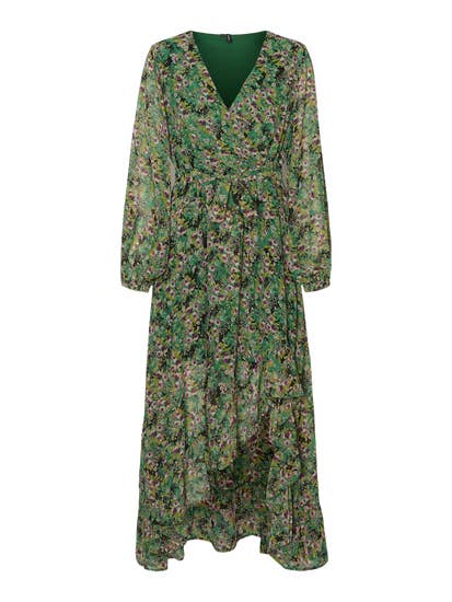 green printed long sleeve dress by vero moda