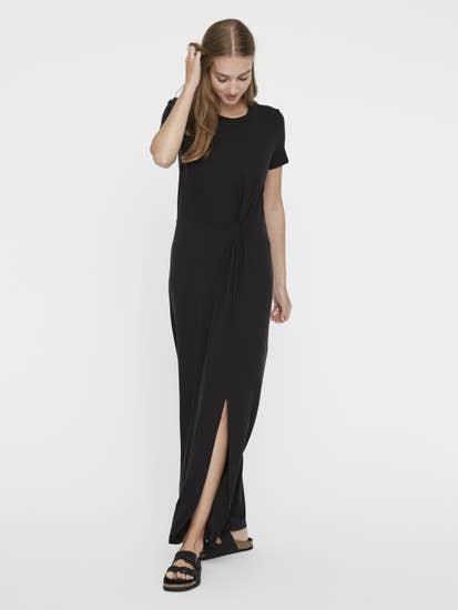 black maxi dress with split by vero moda